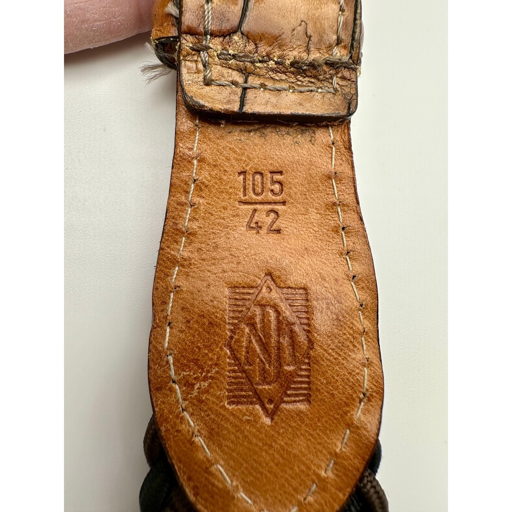 Martin Dingman Belt Mens 42 Brown Black Braided Cord Exotic Leather Handcrafted - Picture 5 of 8
